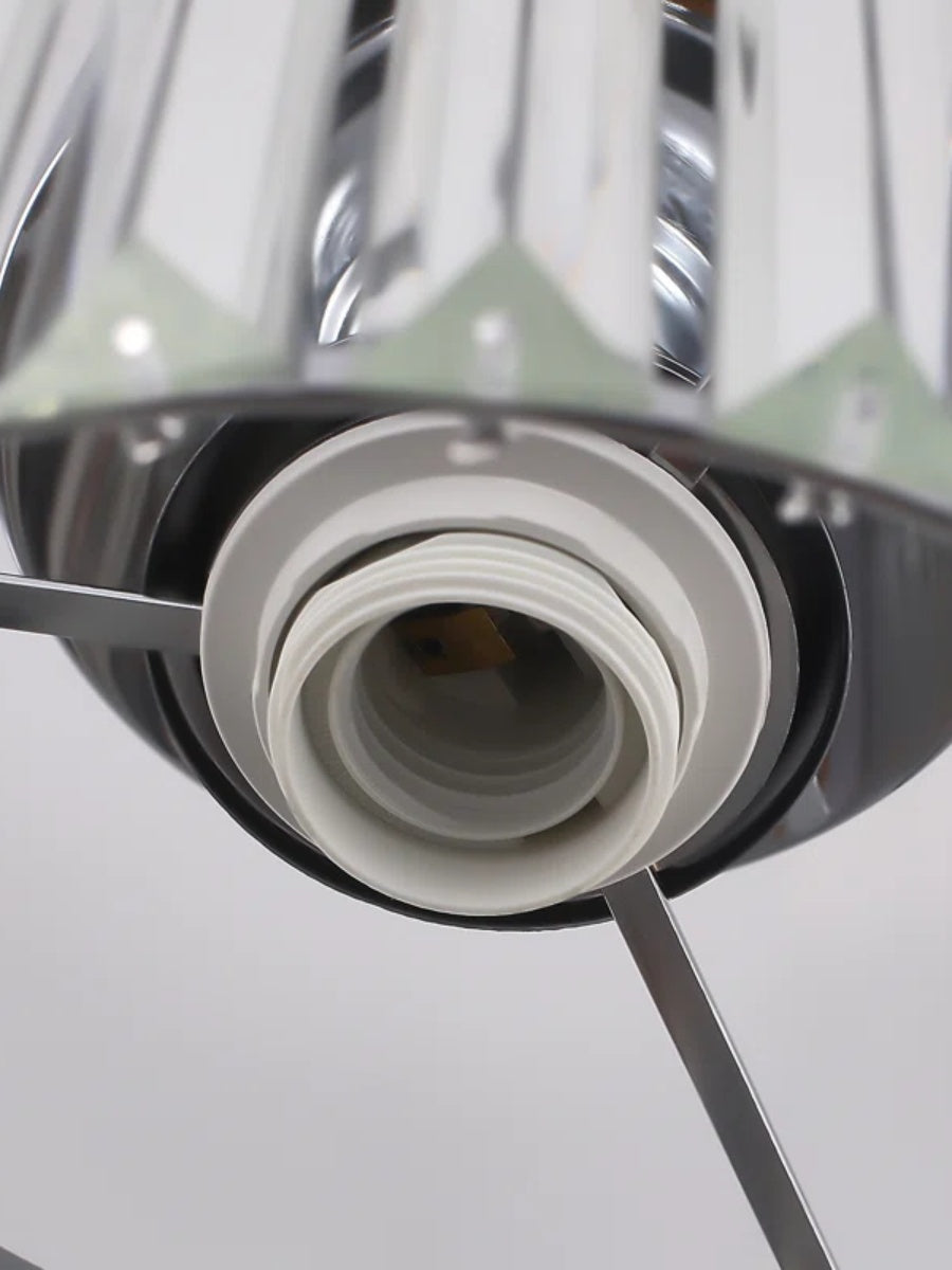 Silver Semi Flush Crystal Ceiling Light - Modern Drum Prismatic Light
