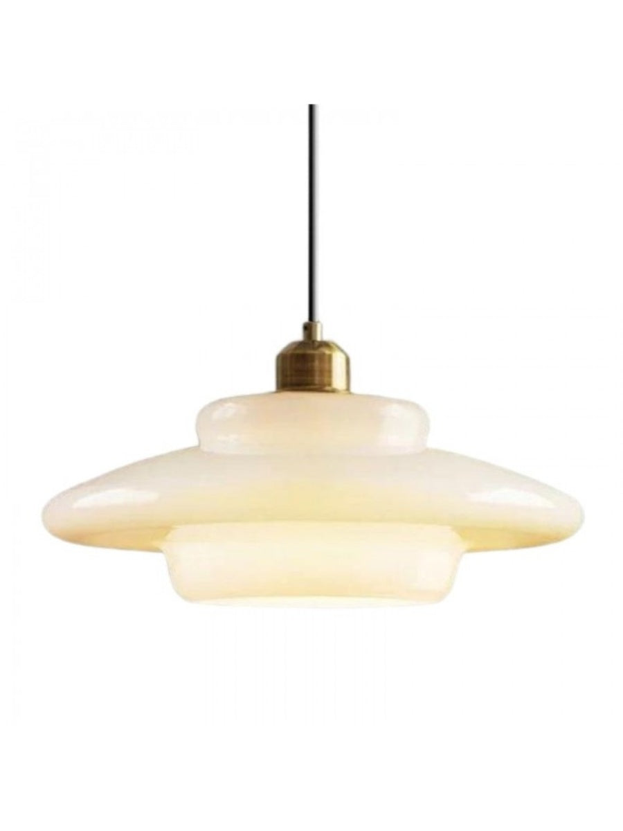 Modern Cream Art Deco Milk Glass Pendant Light