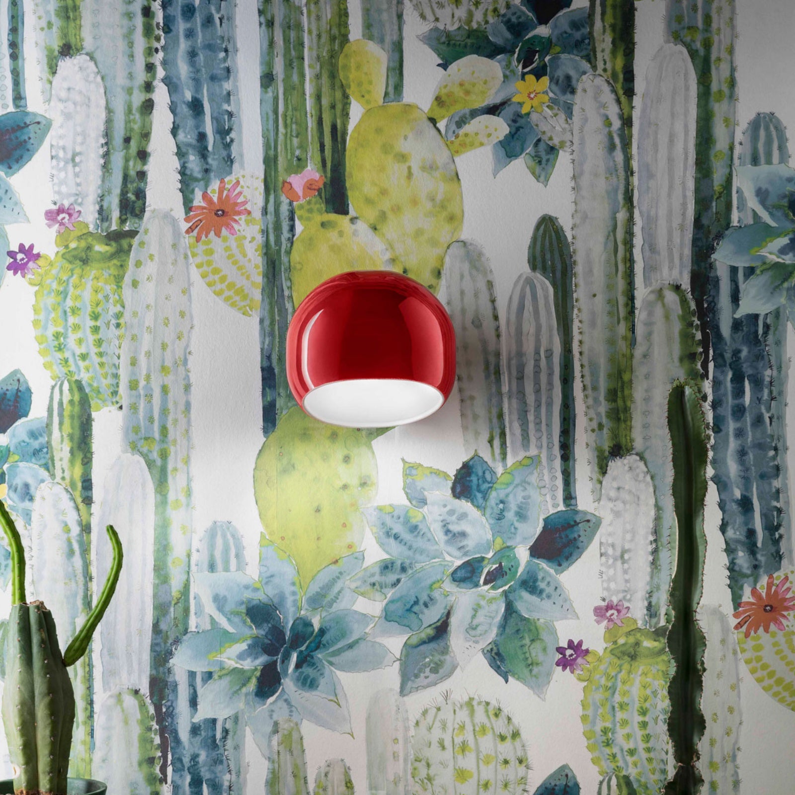 Rounded Dome Ceramic Wall Light with Glass Accent