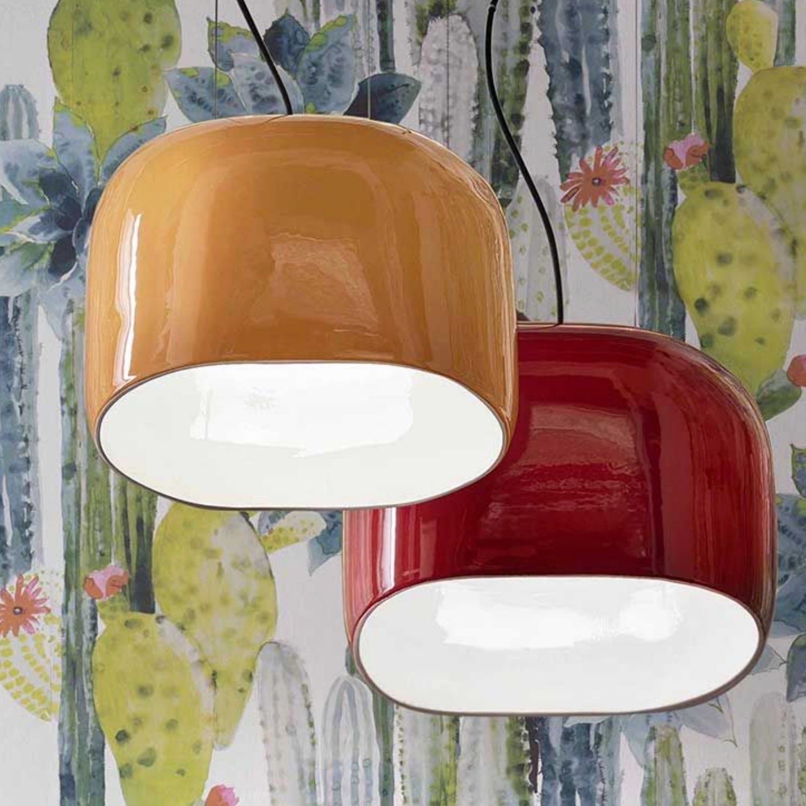 Ceramic Dome Pendant Lamp with Elegant Glass Detail