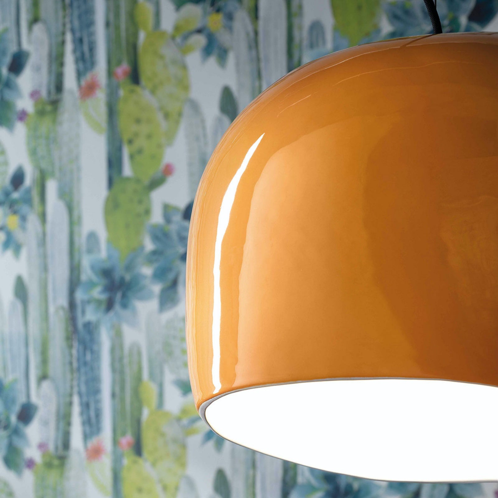 Ceramic Dome Pendant Lamp with Elegant Glass Detail