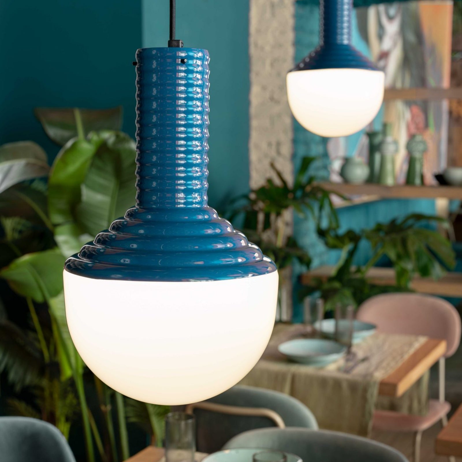 Contemporary Bulb - Shaped Ceramic Pendant Lamp In 4 Colors