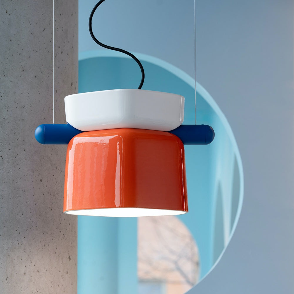 Charming Ceramic Pendant Light With Colorful Elements