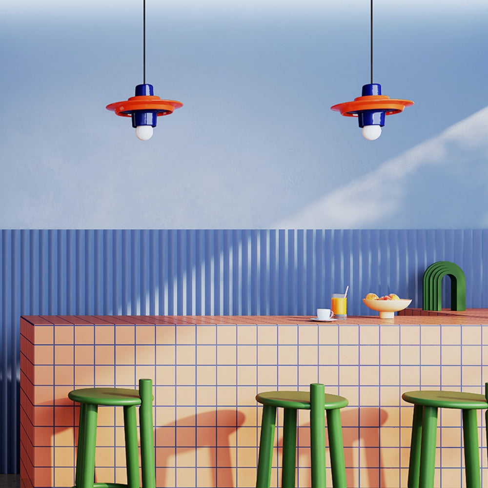 Contemporary Pendant Lamp – Glazed Ceramic With Bold Geometry