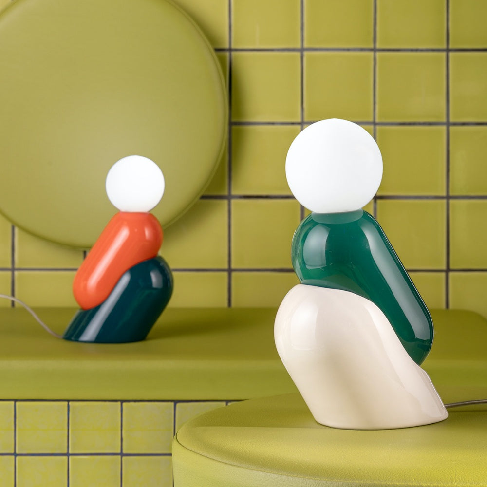 Contemporary Ceramic Table Lamp With Handcrafted Glass Sphere