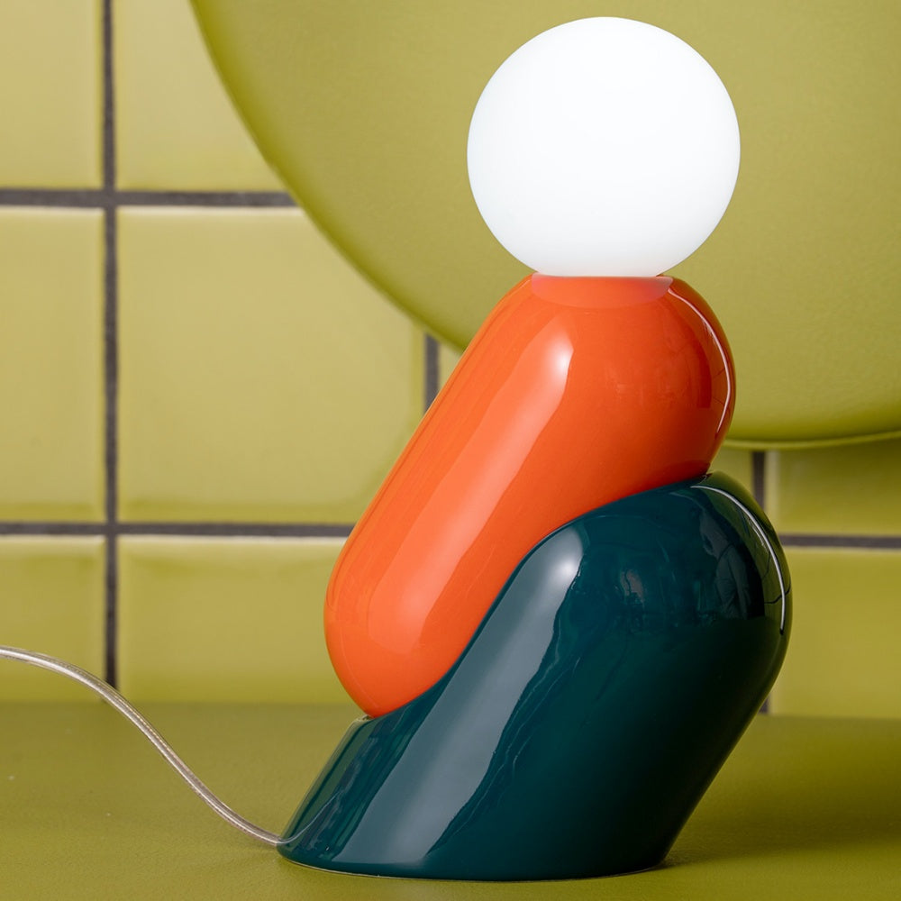 Contemporary Ceramic Table Lamp With Handcrafted Glass Sphere