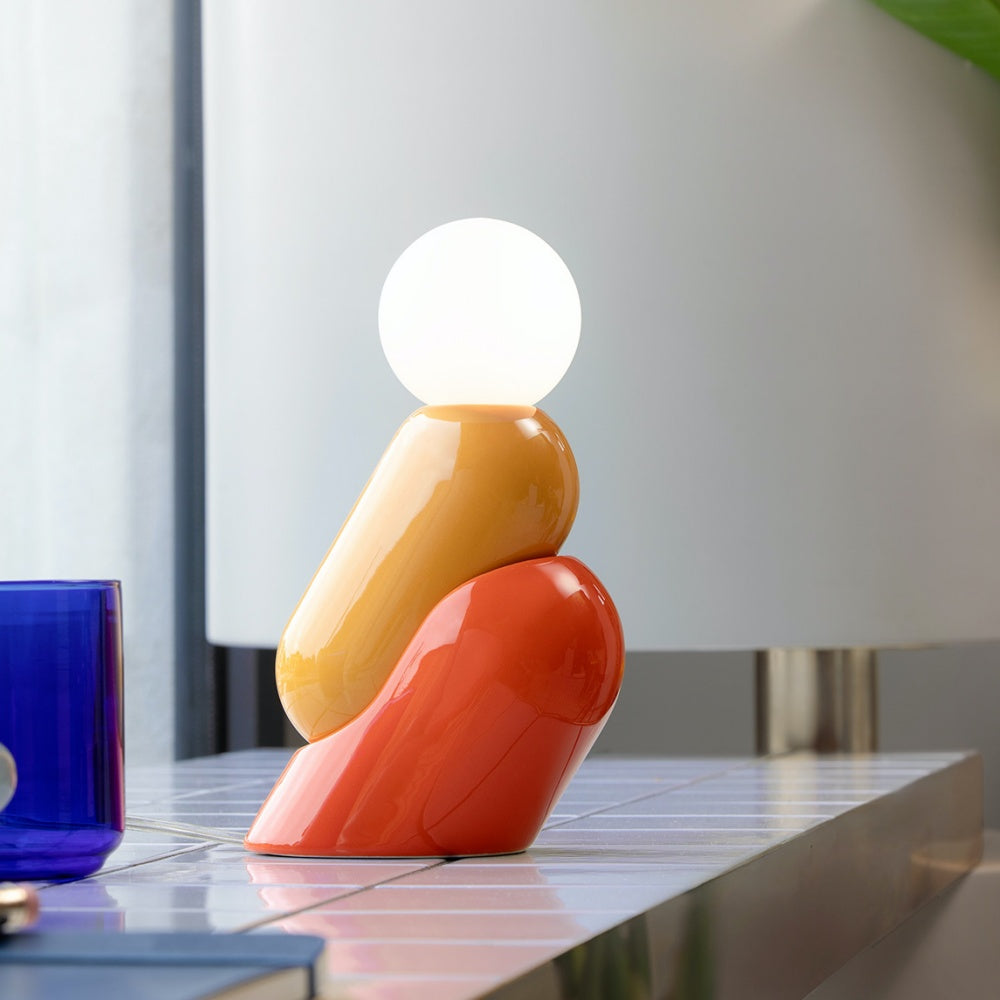 Contemporary Ceramic Table Lamp With Handcrafted Glass Sphere