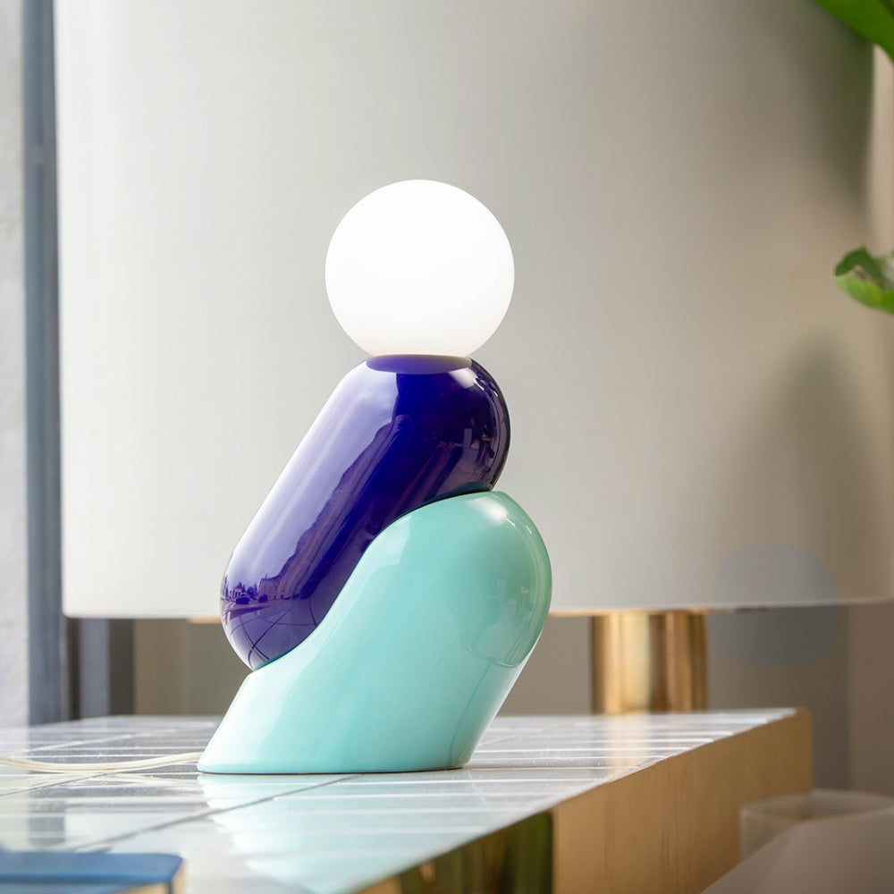 Contemporary Ceramic Table Lamp With Handcrafted Glass Sphere