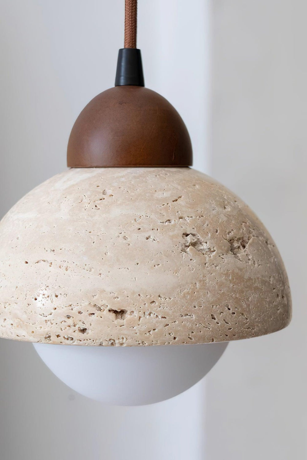 Flower Bud Travertine Wooden Pendant Lamp