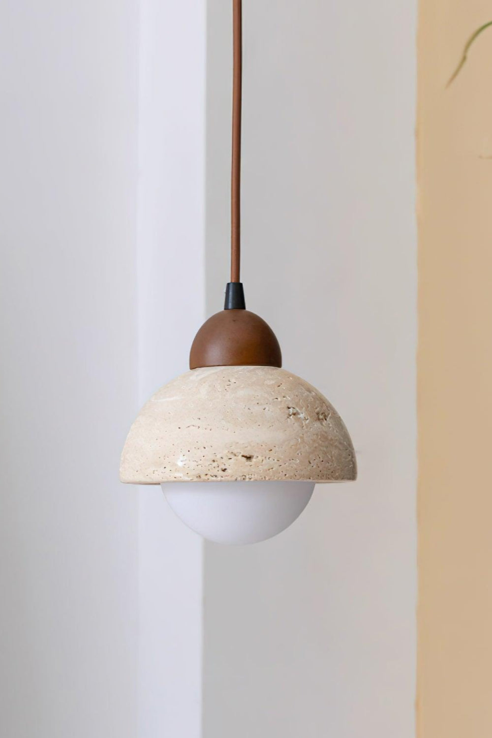 Flower Bud Travertine Wooden Pendant Lamp
