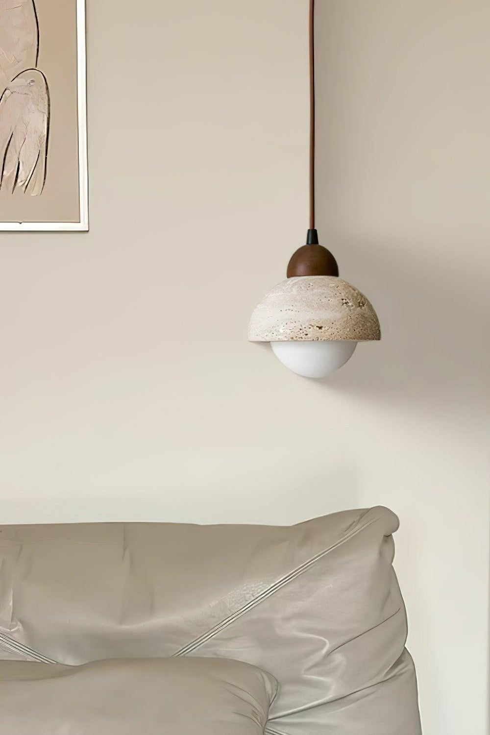 Flower Bud Travertine Wooden Pendant Lamp