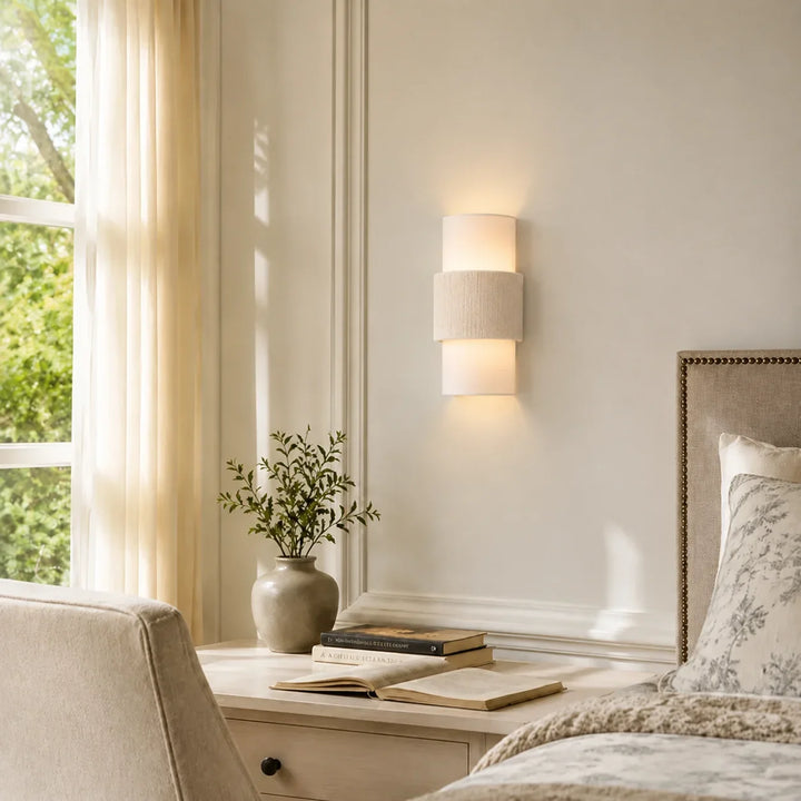Freya Nordic Minimalist Linen Cylindrical Wall Light for Bedroom and Hallway