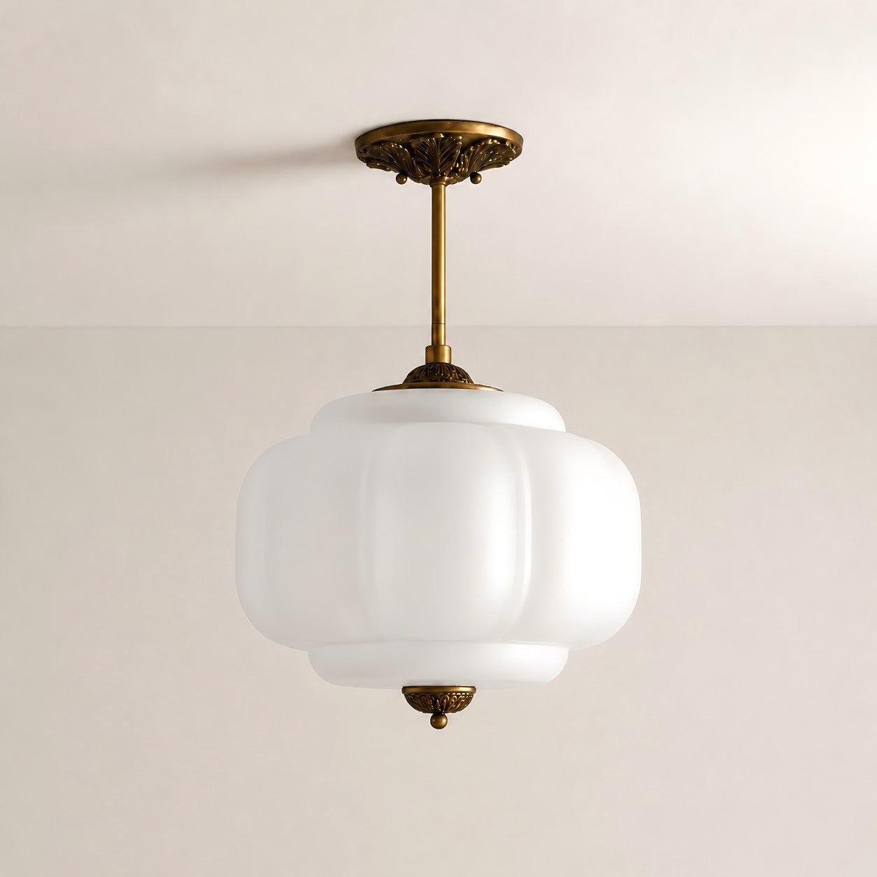 Antique Brass Green Glass Eloise Pendant Light