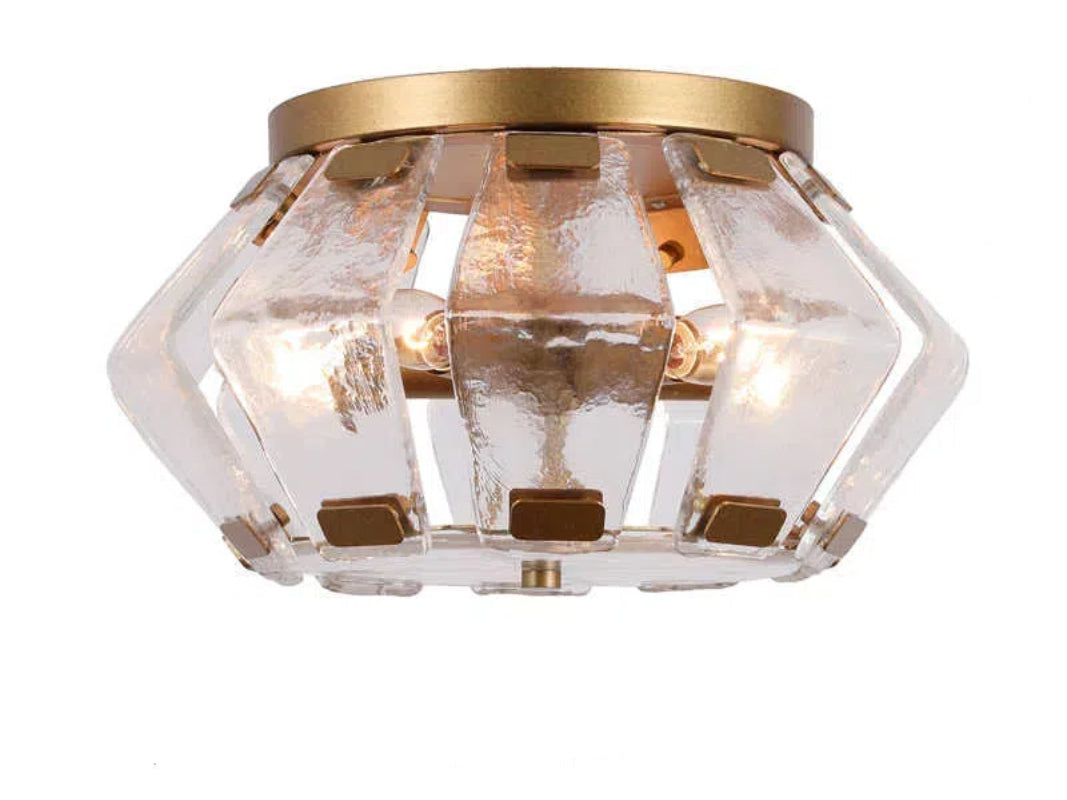 Geometric Jar Glass Retro Ceiling Light With Proportional Lustered Glass For Living Room