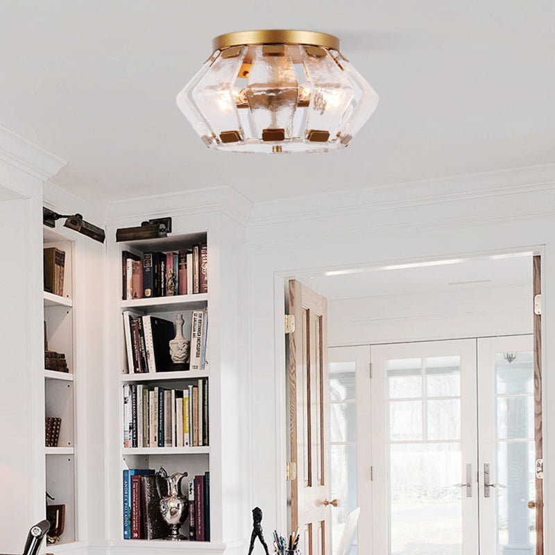 Geometric Jar Glass Retro Ceiling Light With Proportional Lustered Glass For Living Room 2