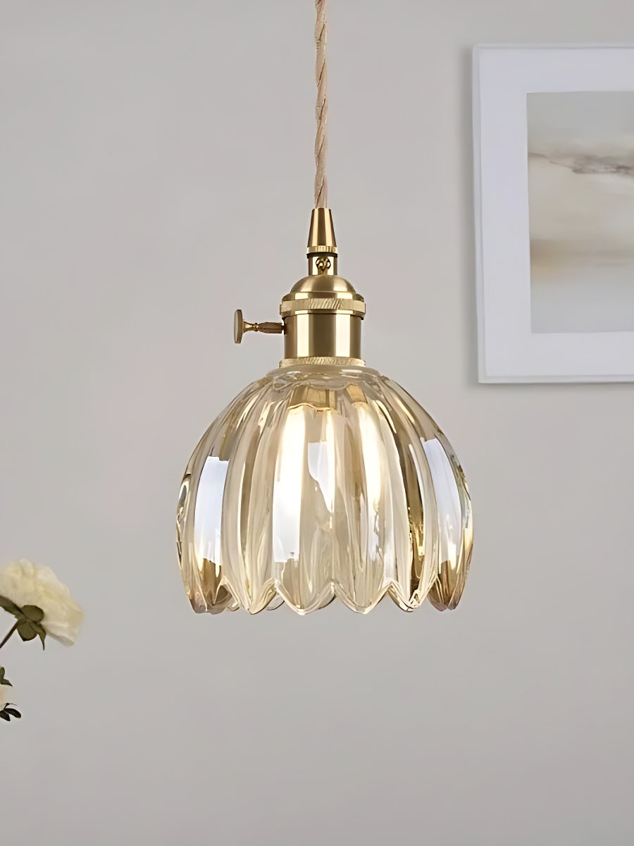 Japanese Retro Glass Flower Pendant Light