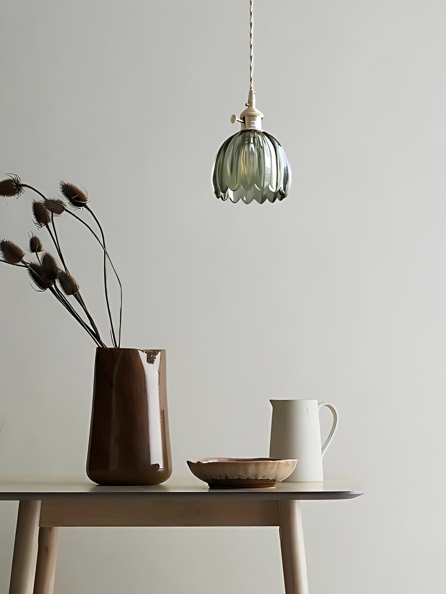 Japanese Retro Glass Flower Pendant Light