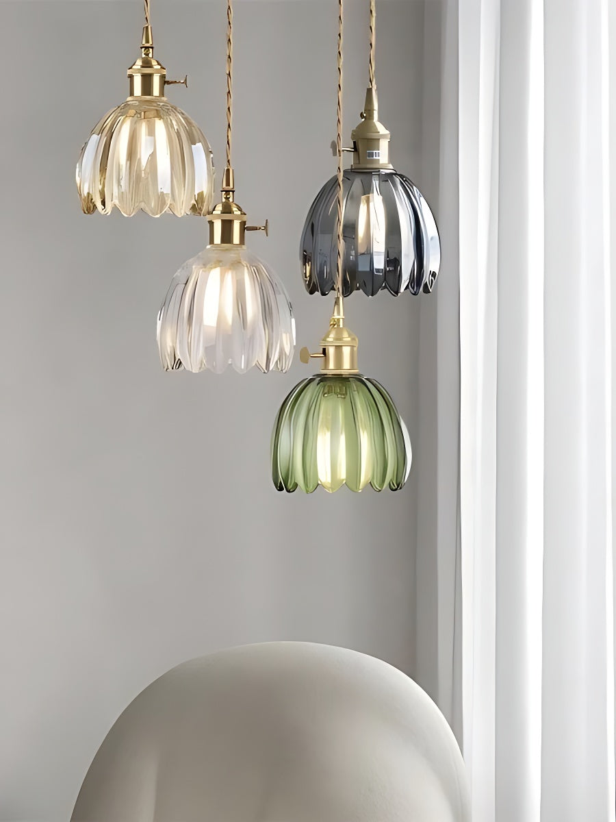Japanese Retro Glass Flower Pendant Light