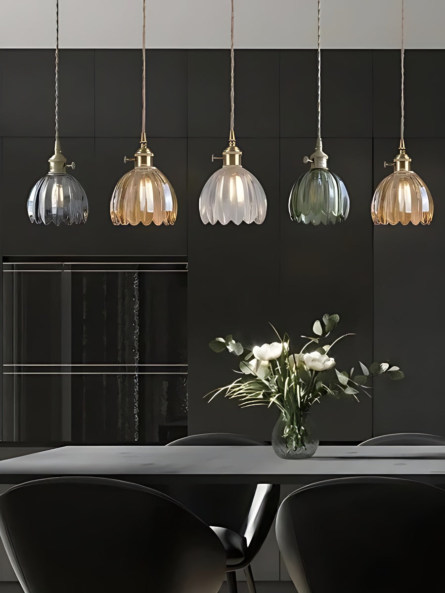 Japanese Retro Glass Flower Pendant Light