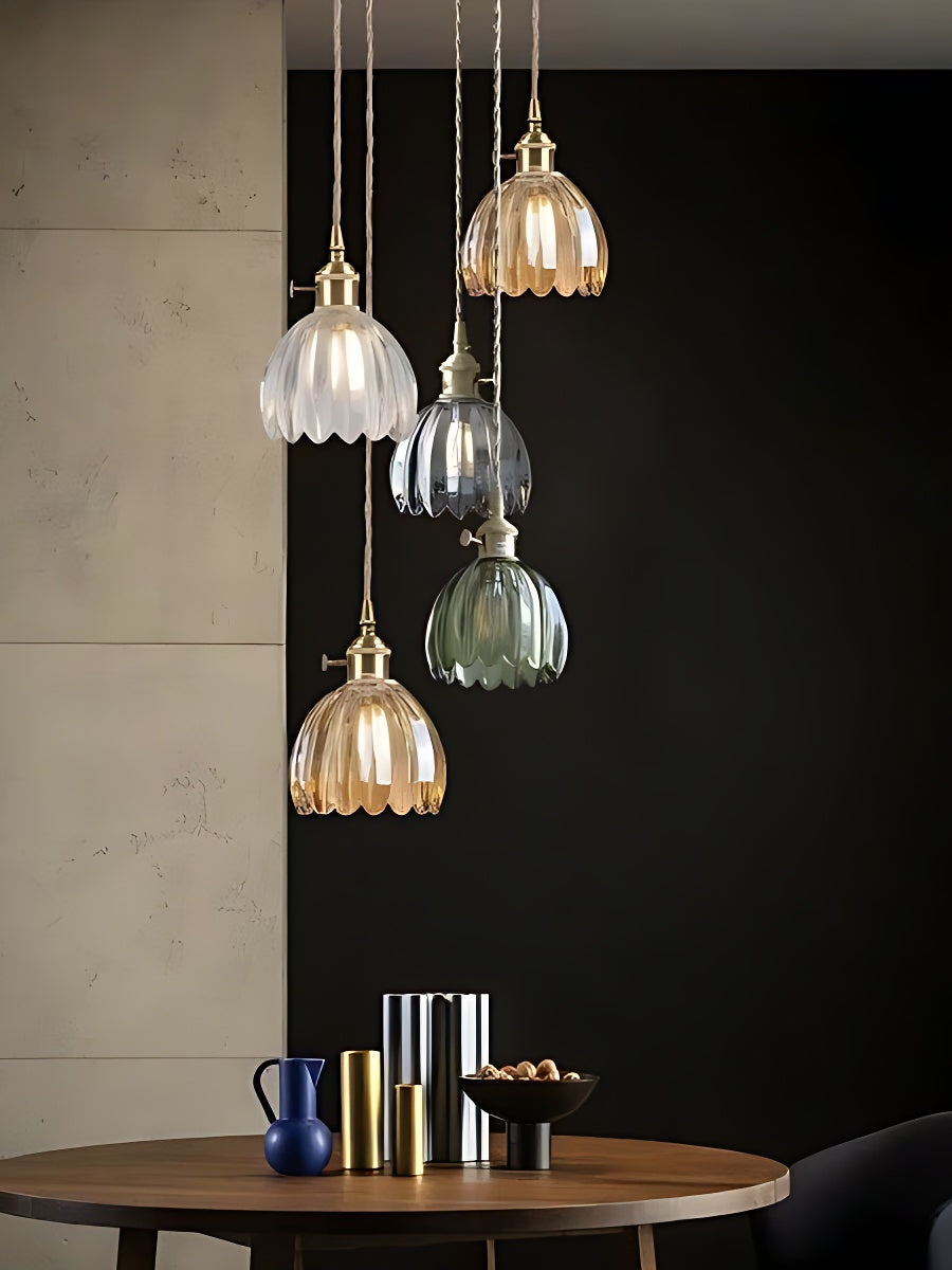 Japanese Retro Glass Flower Pendant Light