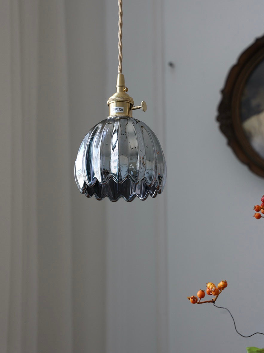 Japanese Retro Glass Flower Pendant Light