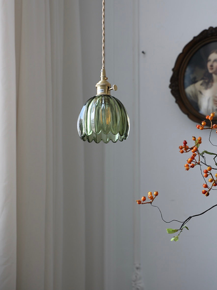 Japanese Retro Glass Flower Pendant Light