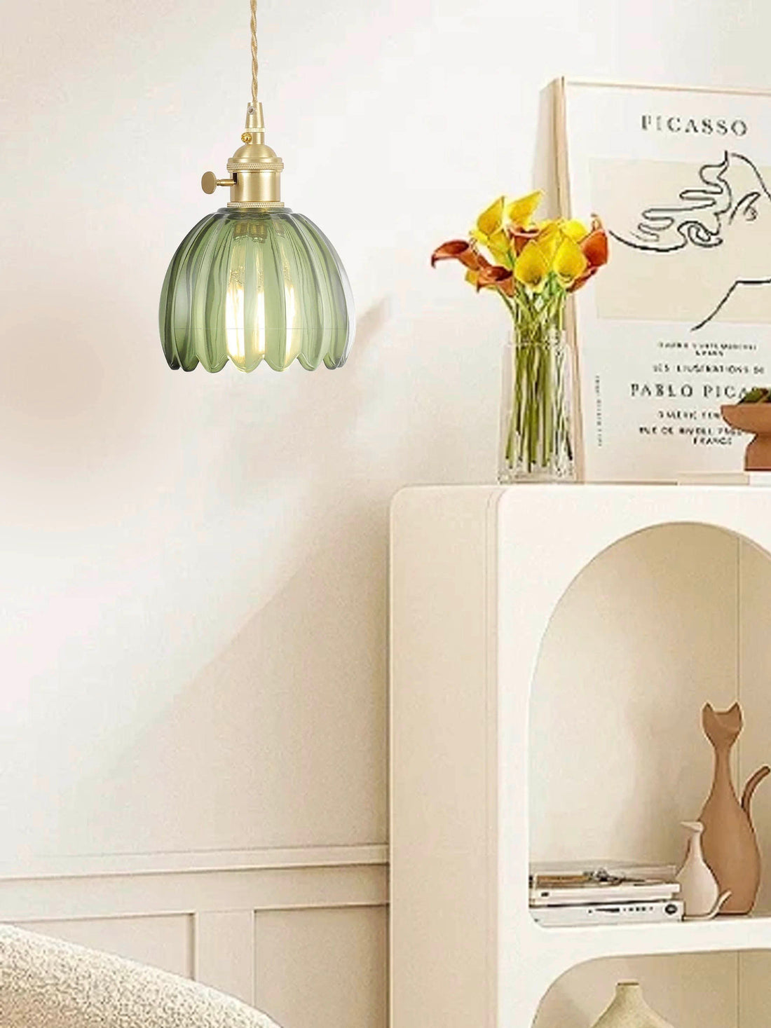 Japanese Retro Glass Flower Pendant Light