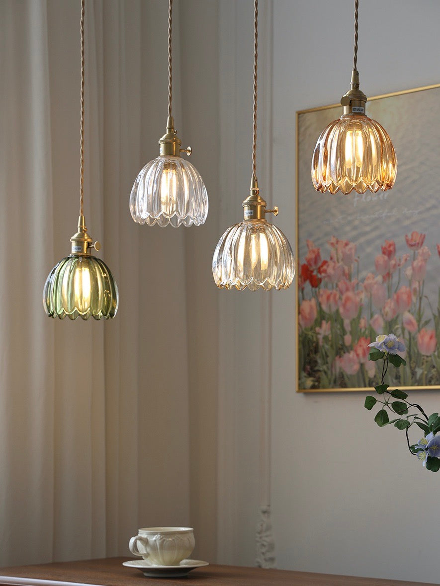 Japanese Retro Glass Flower Pendant Light