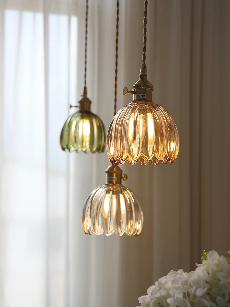 Japanese Retro Glass Flower Pendant Light