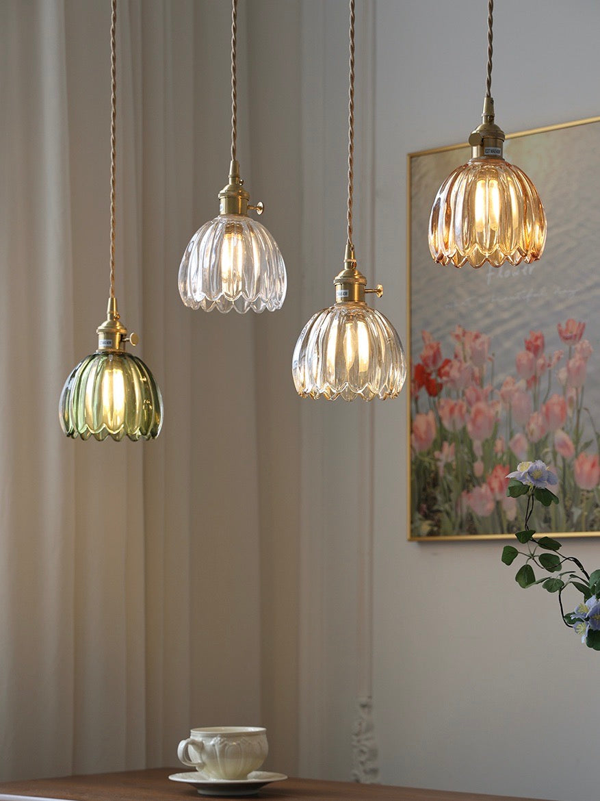 Japanese Retro Glass Flower Pendant Light
