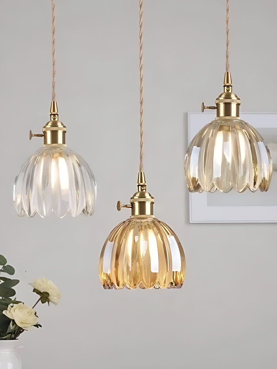 Japanese Retro Glass Flower Pendant Light