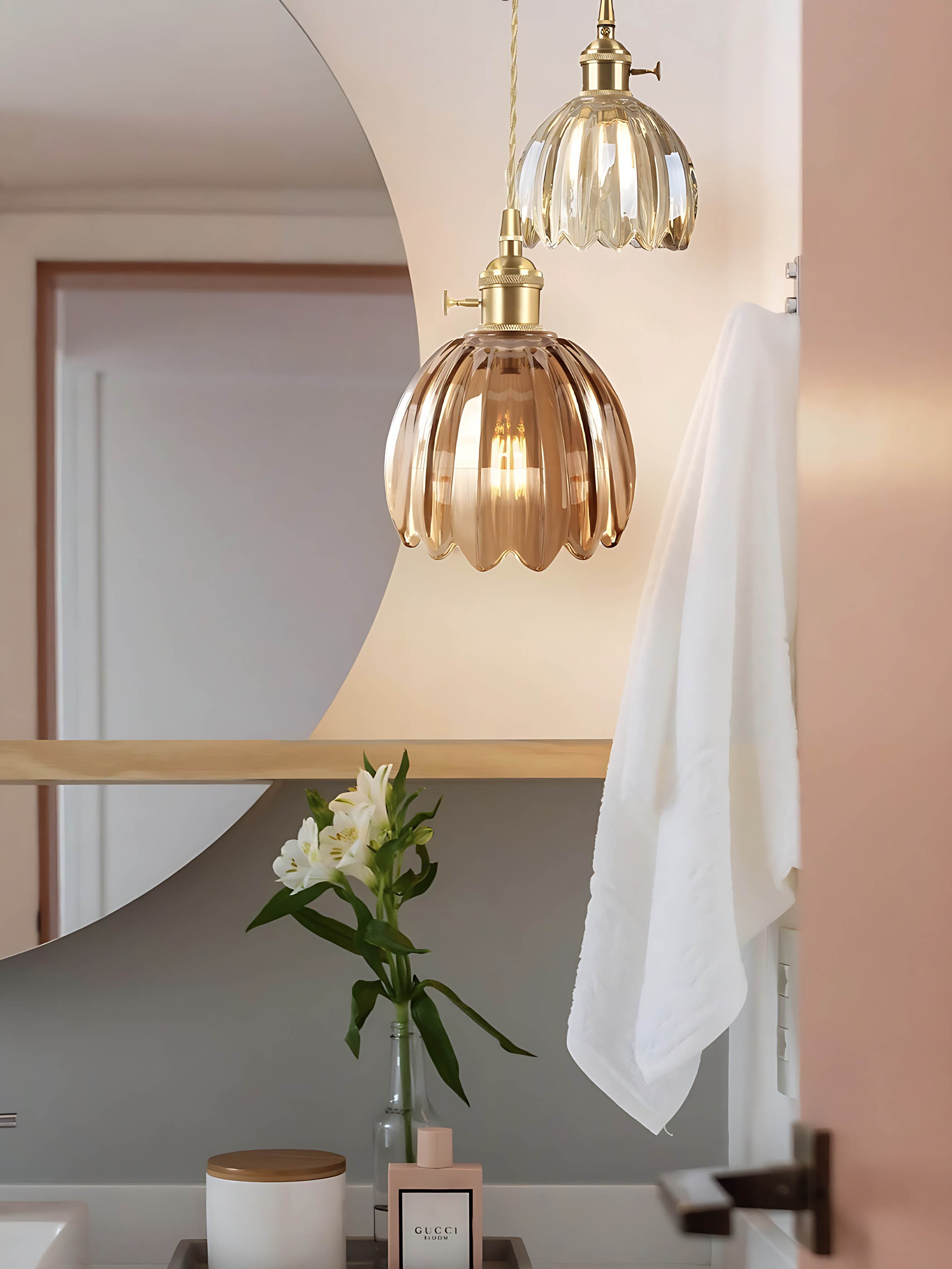 Japanese Retro Glass Flower Pendant Light