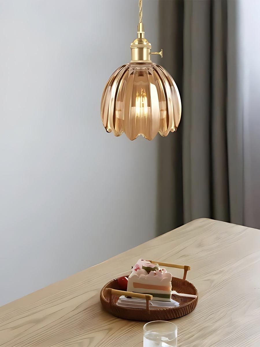 Japanese Retro Glass Flower Pendant Light