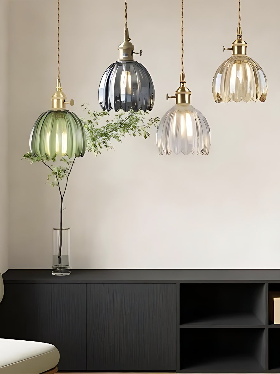 Japanese Retro Glass Flower Pendant Light