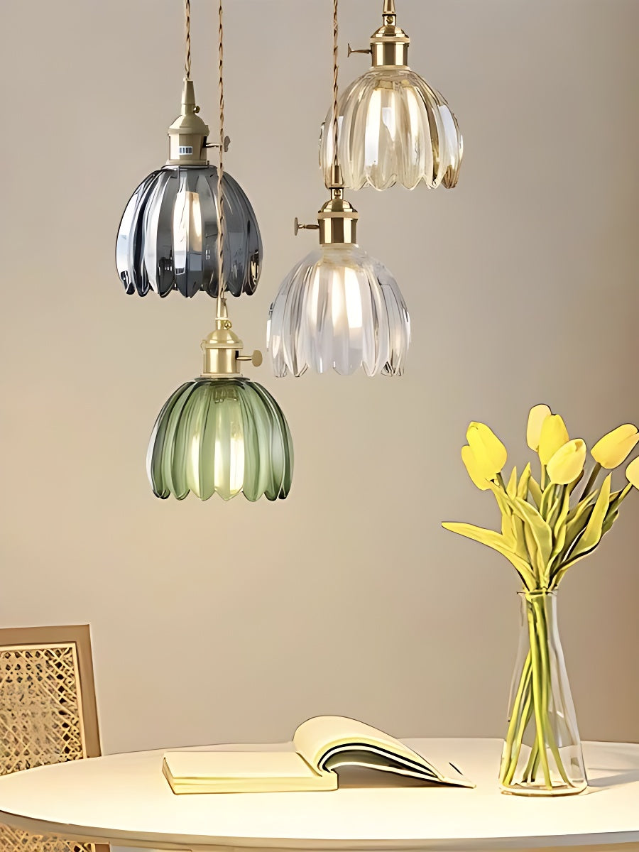 Japanese Retro Glass Flower Pendant Light