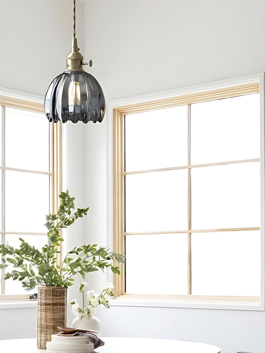 Japanese Retro Glass Flower Pendant Light
