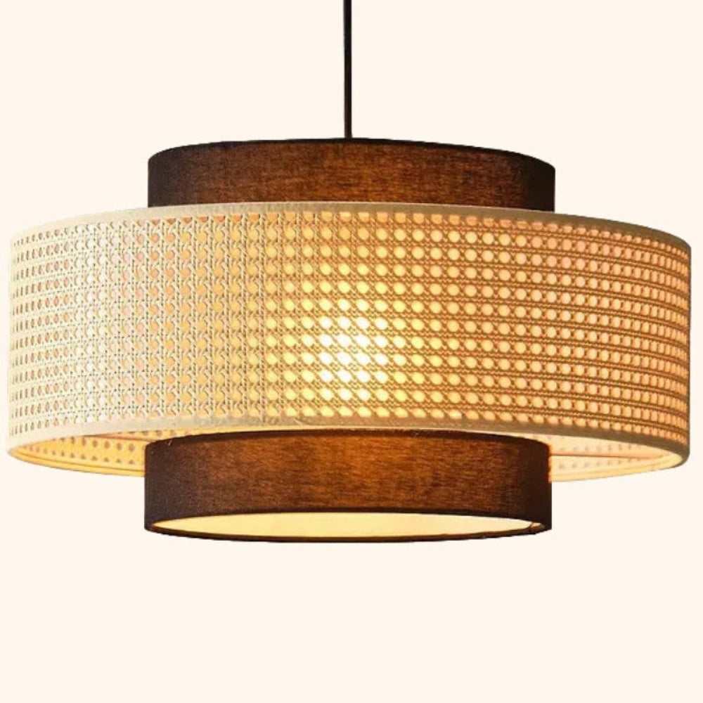 Japanese Wabi-Sabi Pendant Light – Rattan Bamboo Dining Room Lamp