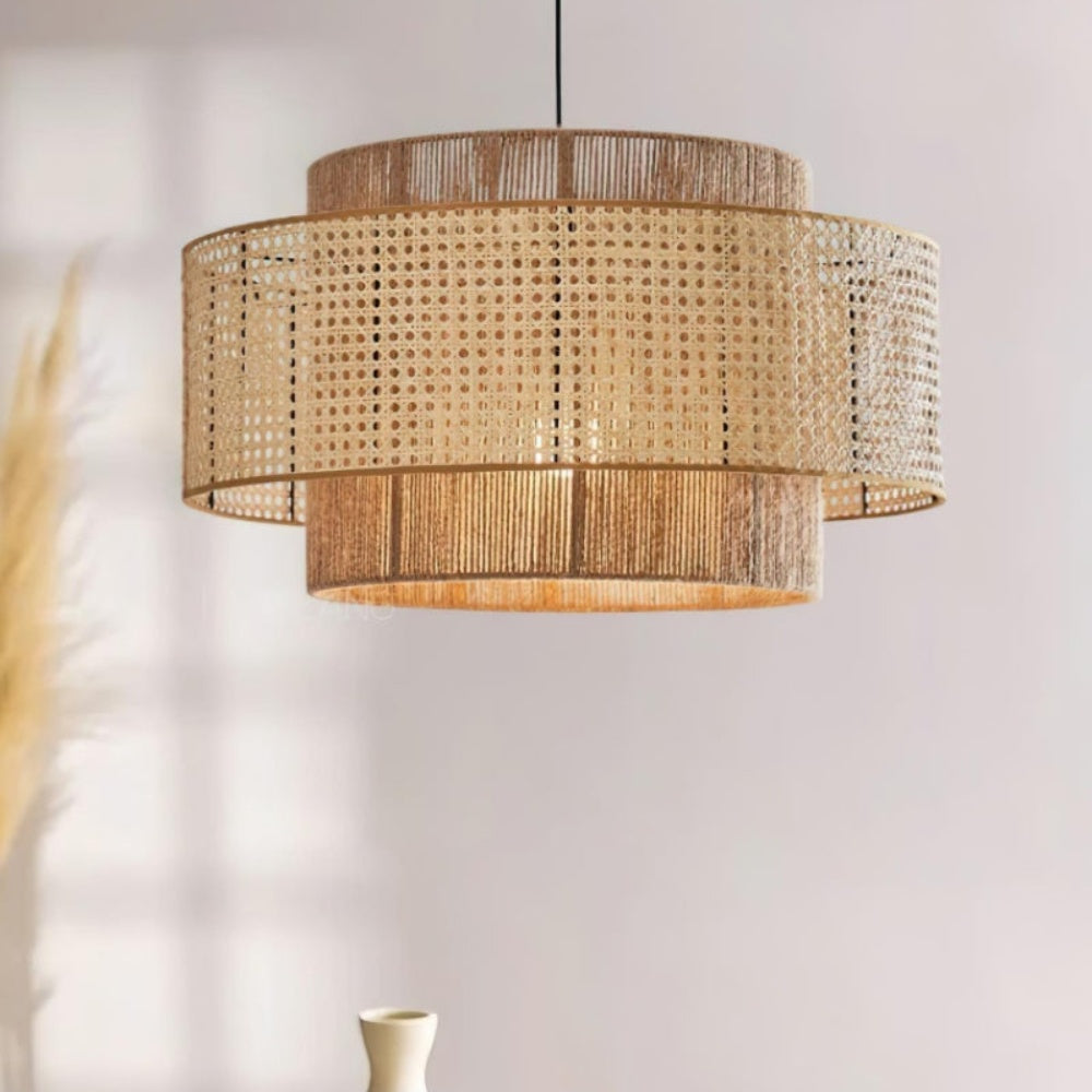 Japanese Wabi-Sabi Pendant Light – Rattan Bamboo Dining Room Lamp