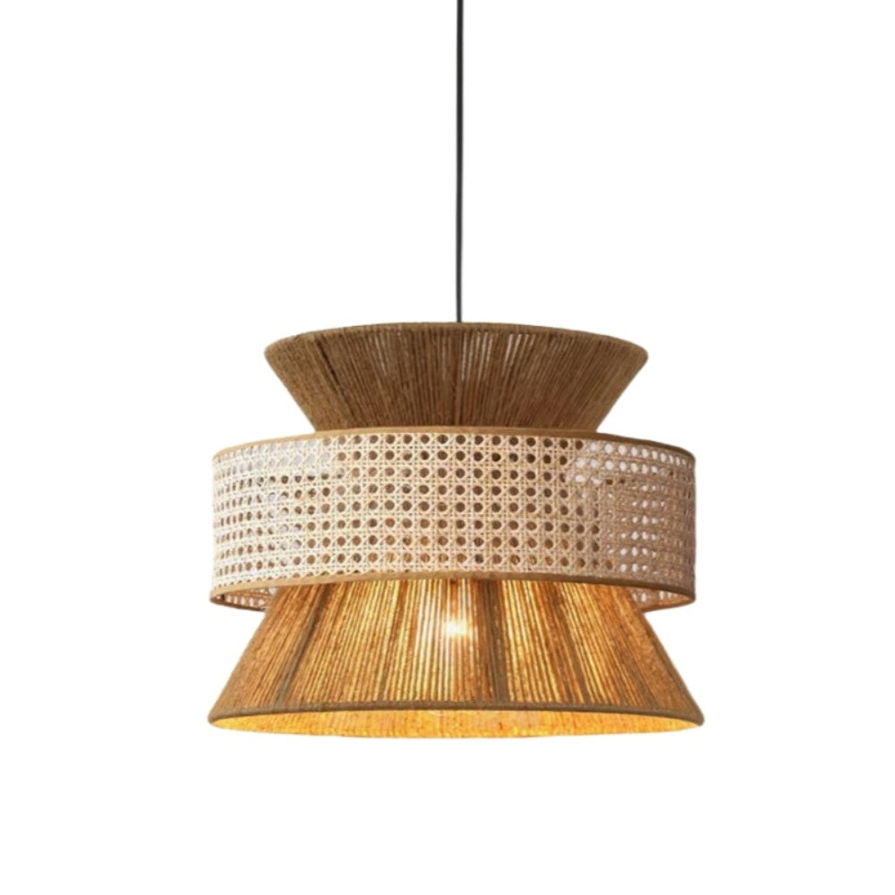 Japanese Wabi-Sabi Pendant Light – Rattan Bamboo Dining Room Lamp