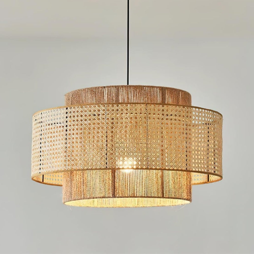 Japanese Wabi-Sabi Pendant Light – Rattan Bamboo Dining Room Lamp