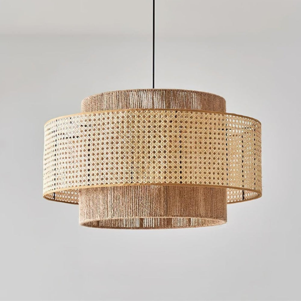 Japanese Wabi-Sabi Pendant Light – Rattan Bamboo Dining Room Lamp