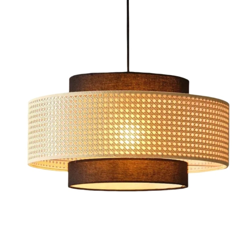 Japanese Wabi-Sabi Pendant Light – Rattan Bamboo Dining Room Lamp