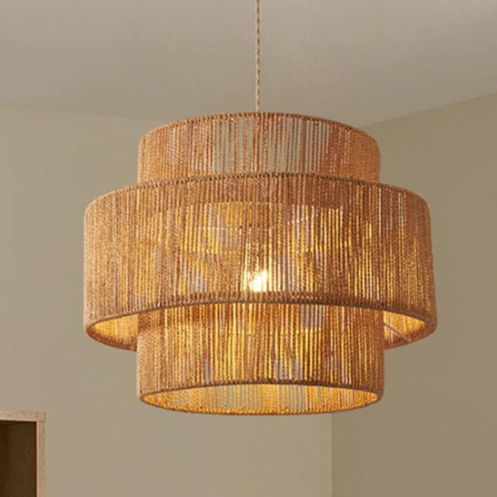 Japanese Wabi-Sabi Pendant Light – Rattan Bamboo Dining Room Lamp