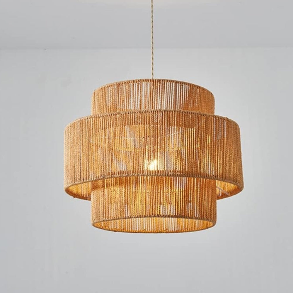 Japanese Wabi-Sabi Pendant Light – Rattan Bamboo Dining Room Lamp