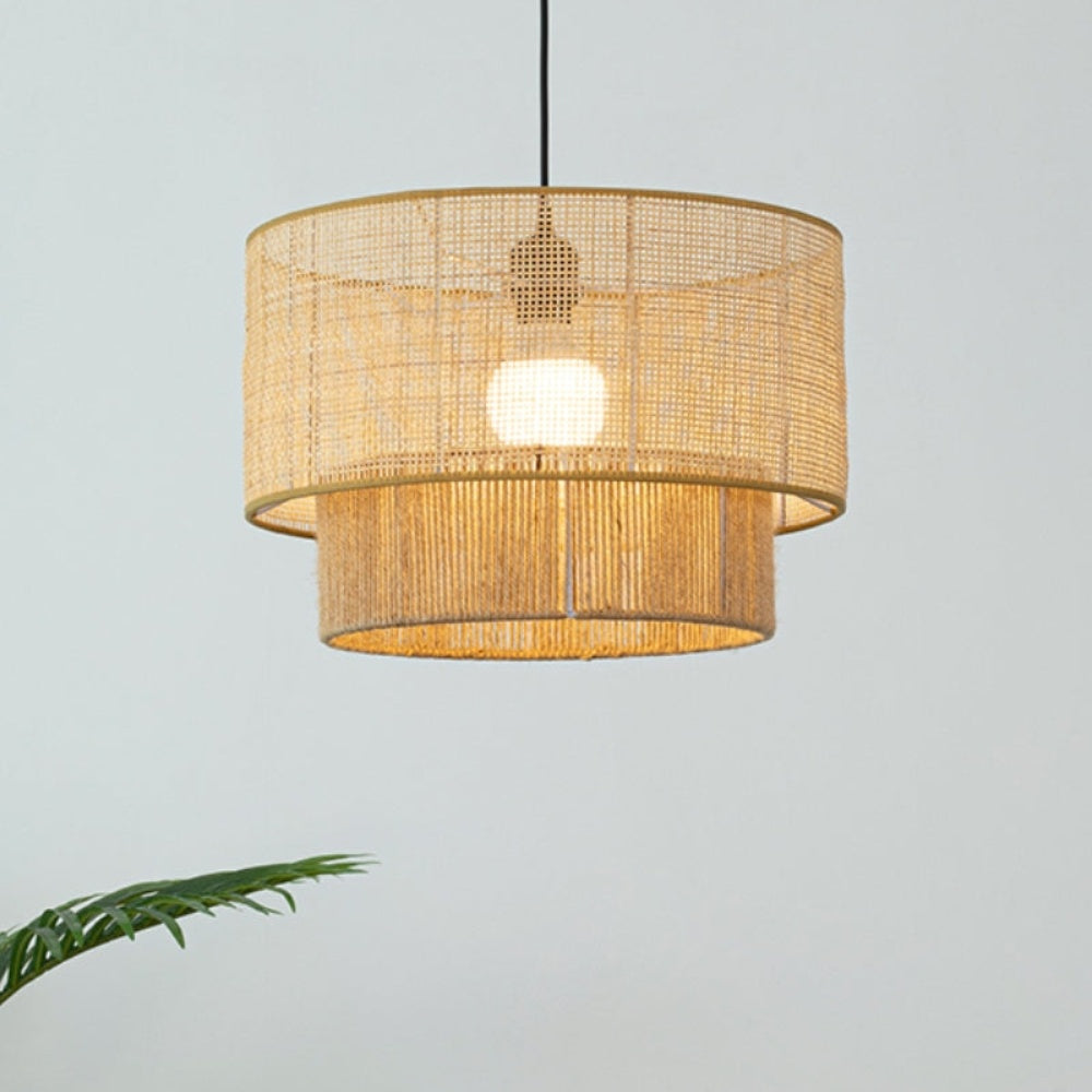 Japanese Wabi-Sabi Pendant Light – Rattan Bamboo Dining Room Lamp