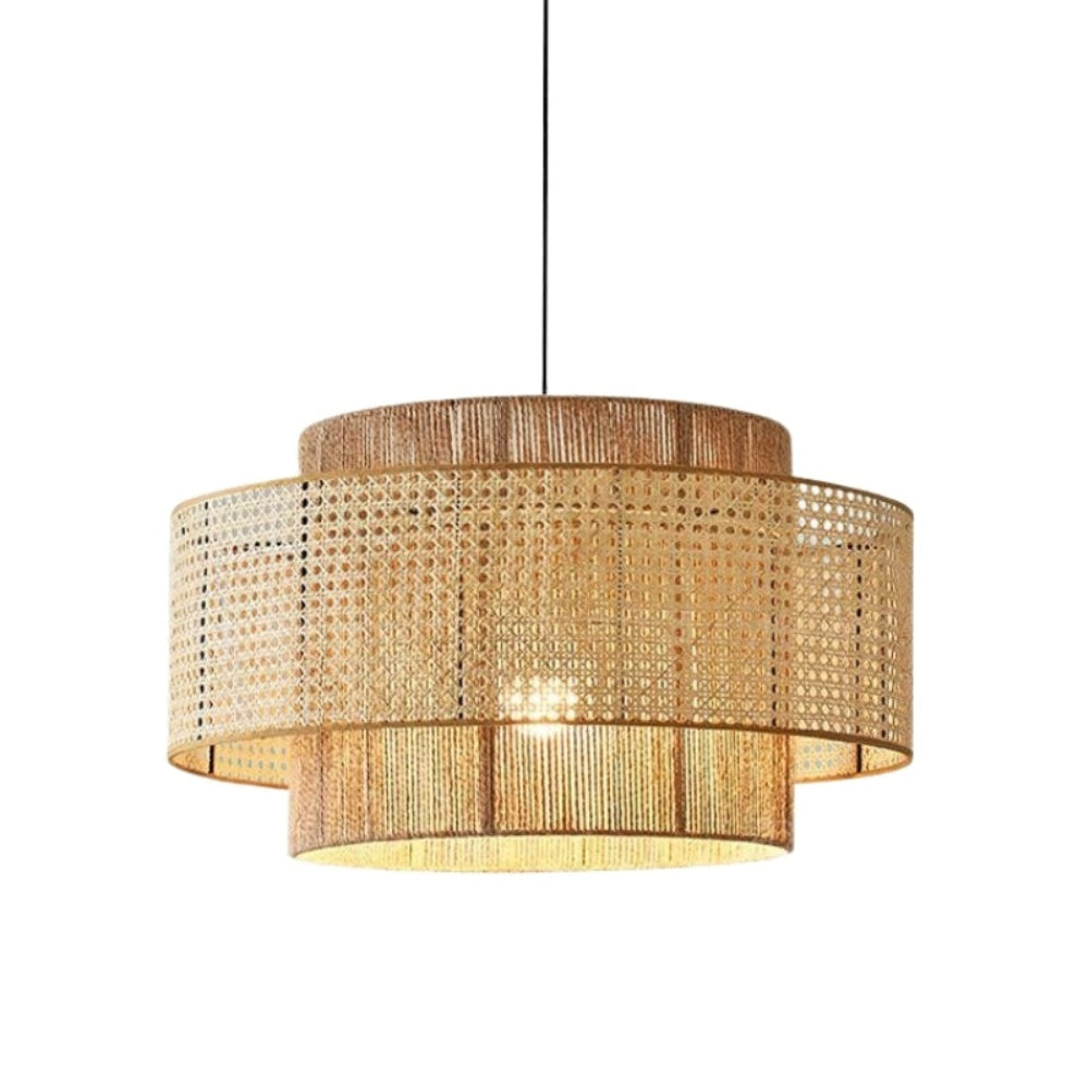 Japanese Wabi-Sabi Pendant Light – Rattan Bamboo Dining Room Lamp