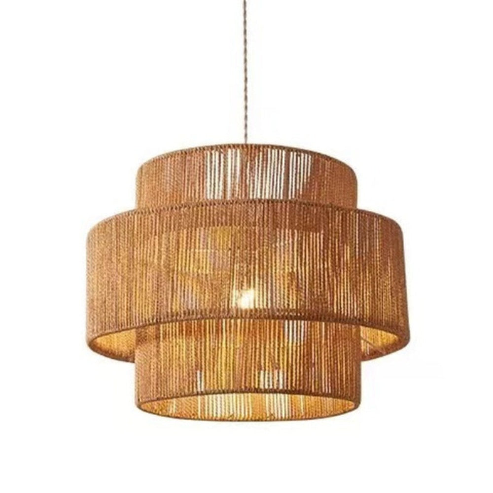 Japanese Wabi-Sabi Pendant Light – Rattan Bamboo Dining Room Lamp