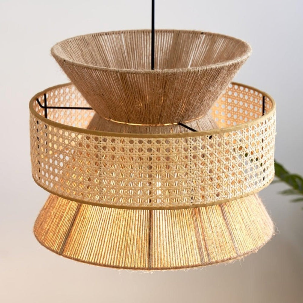 Japanese Wabi-Sabi Pendant Light – Rattan Bamboo Dining Room Lamp