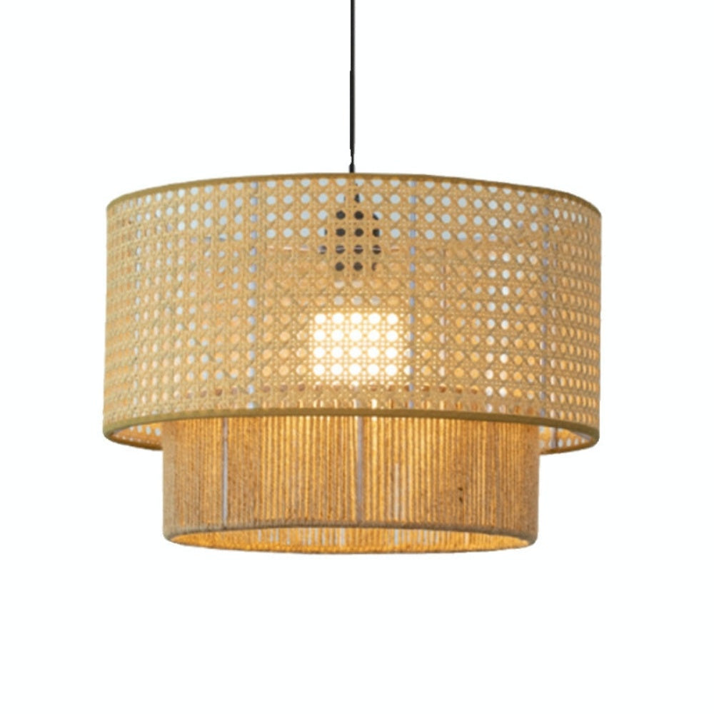 Japanese Wabi-Sabi Pendant Light – Rattan Bamboo Dining Room Lamp