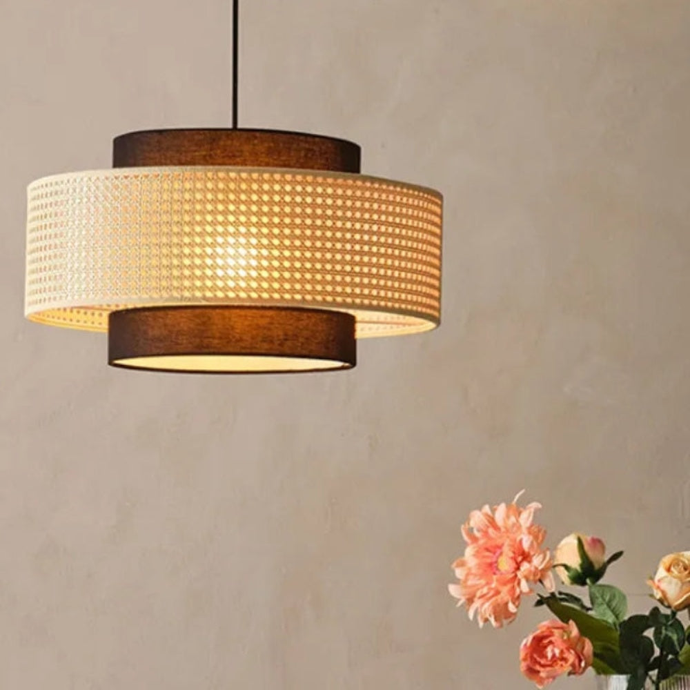 Japanese Wabi-Sabi Pendant Light – Rattan Bamboo Dining Room Lamp